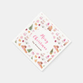 Kerst Gingerbread Roze Vrolijk Kerstfeest Servet (Hoek)