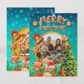 Kerst Gingerbread Snoep Huis, en Nieuwjaar Briefkaart (Voorkant / Achterkant)