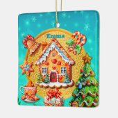 Kerst Gingerbread Snoep Huis, en Nieuwjaar Keramisch Ornament (Links)