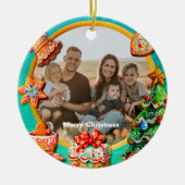 Kerst Gingerbread Snoep Huis, en Nieuwjaar Keramisch Ornament (Voorkant)