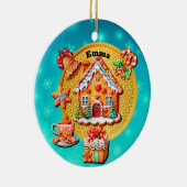 Kerst Gingerbread Snoep Huis, en Nieuwjaar Keramisch Ornament (Rechts)