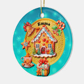 Kerst Gingerbread Snoep Huis, en Nieuwjaar Keramisch Ornament (Links)