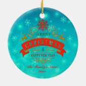 Kerst Gingerbread Snoep Huis, en Nieuwjaar Keramisch Ornament (Achterkant)