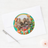 Kerst Gingerbread Snoep Huis, en Nieuwjaar Ronde Sticker (Envelop)