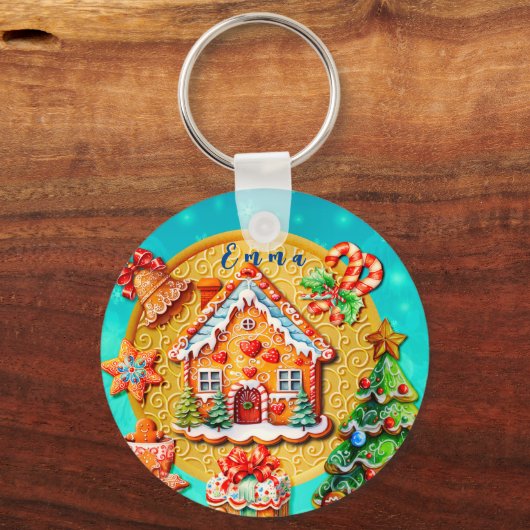 Kerst Gingerbread Snoep Huis, en Nieuwjaar Sleutelhanger (Achterkant)