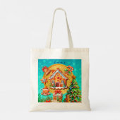 Kerst Gingerbread Snoep Huis, en Nieuwjaar Tote Bag (Achterkant)