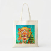 Kerst Gingerbread Snoep Huis, en Nieuwjaar Tote Bag (Voorkant)
