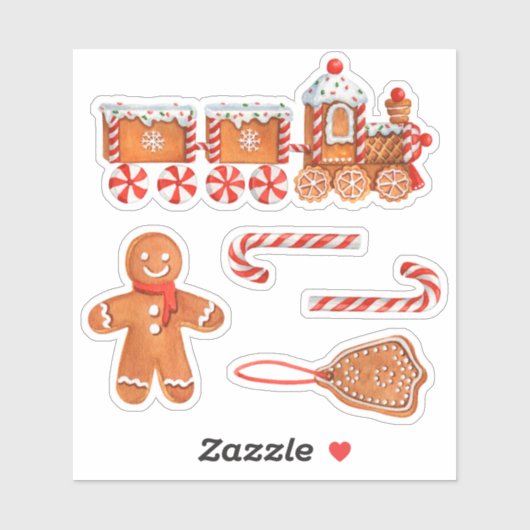 Kerst Gingerbread Trein & Candy Cane Sticker (Vel)