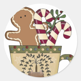 Kerst Gingerbread Vakantie Groeten Ronde Sticker