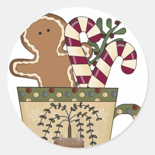 Kerst Gingerbread Vakantie Groeten Ronde Sticker (Voorkant)