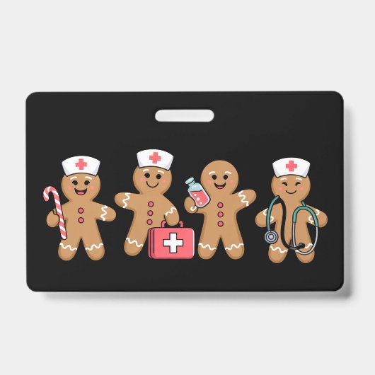 Kerst Gingerbread Verpleegster Team Crew Cadeaus Badge (Voorzijde)