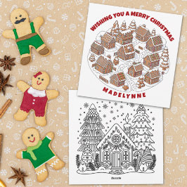 Kerst Gingerbread Village Met Kleurplaat Feestdagenkaart
