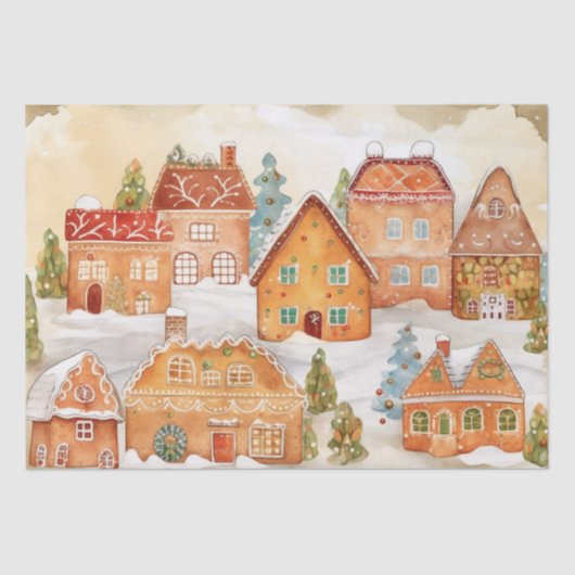 Kerst Gingerbread Village Tissue Paper Tissuepapier (Voorkant)