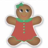 Kerst Gingerbread Vrouw Contour Sticker (Voorkant)