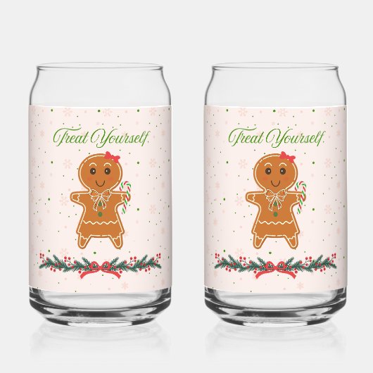 Kerst Gingerbread Vrouw en Bogen Blikvorm Glas (Voorkant)