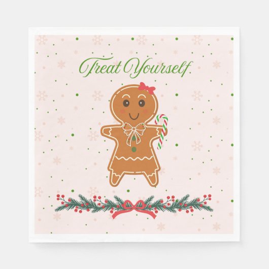 Kerst Gingerbread Vrouw Servet (Voorkant)