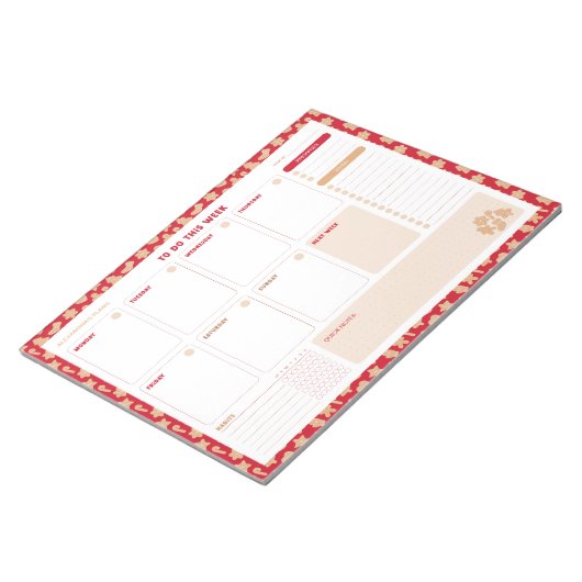 Kerst Gingerbread Weekly to Do List Planner Notitieblok (Schuin)