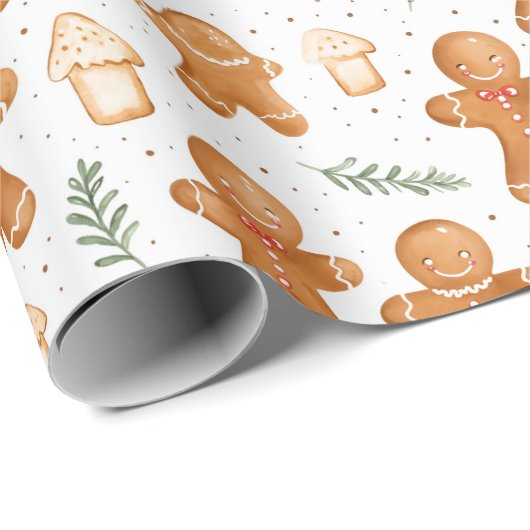 Kerst Gingerbread Wrapping Paper - Vakantie Cadeaupapier (Rol Hoek)