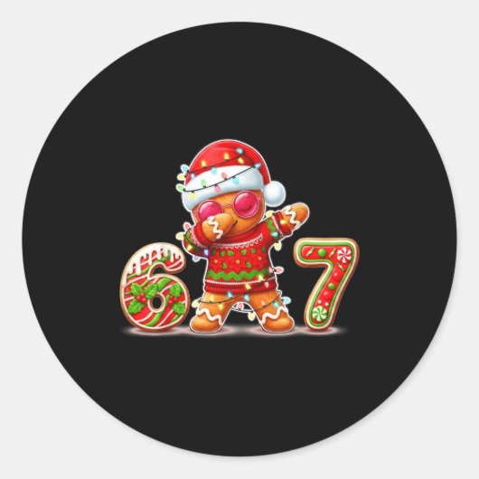 Kerst Gingerbread Zes Zeven 67 Ijs Drip  Ronde Sticker (Voorkant)