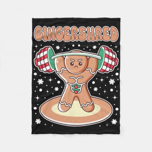 Kerst Gingershred Funny Gingerbread Man Gym Bo Fleece Deken (Voorkant)