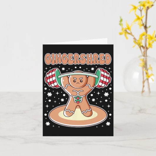 Kerst Gingershred Funny Gingerbread Man Gym Bo Kaart (Gele Bloem)