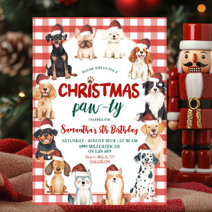 Kerst Gingham Hond Feestje Dierenliefhebber Verjaa Kaart