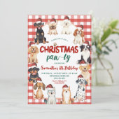 Kerst Gingham Hond Feestje Dierenliefhebber Verjaa Kaart (Staand voorkant)