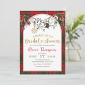 Kerst Gingham Prettige Kleine Bruidsdouche Kaart (Staand voorkant)