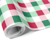 Kerst Gingham - Rood, groen en wit Cadeaupapier (Rol Hoek)