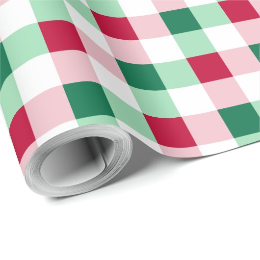 Kerst Gingham - Rood, groen en wit Cadeaupapier (Rol Hoek)
