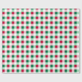 Kerst Gingham - Rood, groen en wit Cadeaupapier (Vlak)