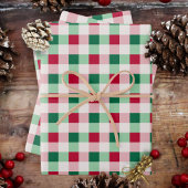 Kerst Gingham - Rood, groen en wit Inpakpapier Vel