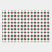 Kerst Gingham - Rood, groen en wit Inpakpapier Vel (Voorkant 3)