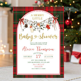 Kerst Gingham Rustieke Vrolijke Kleine Baby Borrel Kaart
