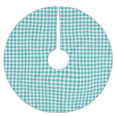 Kerst Gingham Teal Wit Kerstboom Rok (Voorkant)
