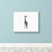 Kerst Giraffe  _1 Canvas Afdruk (Insitu (Houten vloer))