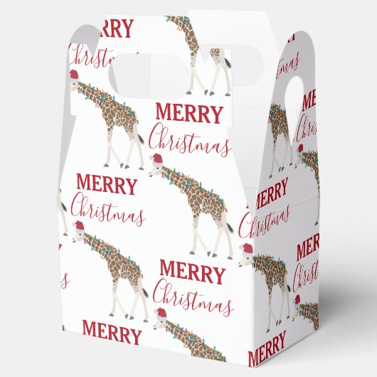 Kerst Giraffe Funny Animal met Santa Hat Bedankdoosjes (Geopend)
