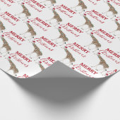 Kerst Giraffe Funny Animal met Santa Hat Cadeaupapier (Hoek)