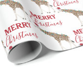 Kerst Giraffe Funny Animal met Santa Hat Cadeaupapier (Rol Hoek)