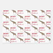 Kerst Giraffe Funny Animal met Santa Hat Inpakpapier Vel (Voorkant 2)
