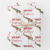 Kerst Giraffe Funny Animal met Santa Hat Inpakpapier Vel (In situ)