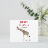 Kerst Giraffe Funny Animal met Santa Hat Kaart (Staand voorkant)
