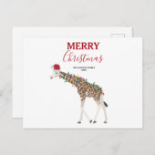 Kerst Giraffe Funny Animal met Santa Hat Kaart (Voorkant / Achterkant)