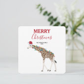 Kerst Giraffe Funny Animal met Santa Hat Kaart (Staand voorkant)
