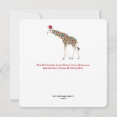 Kerst Giraffe Funny Animal met Santa Hat Kaart (Achterkant)