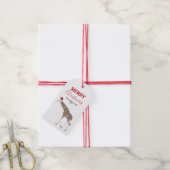 Kerst Giraffe Funny Animal met Santa Hat Kaart Cadeaulabel (Met Touw)