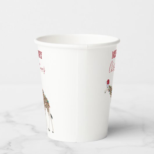 Kerst Giraffe Funny Animal met Santa Hat Kaart Papieren Bekers (Rechts)