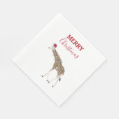 Kerst Giraffe Funny Animal met Santa Hat Kaart Servet (Hoek)