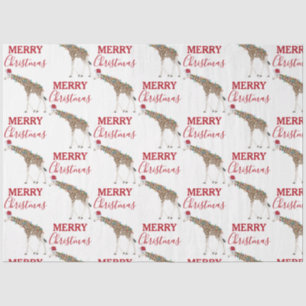 Kerst Giraffe Funny Animal met Santa Hat Tissuepapier