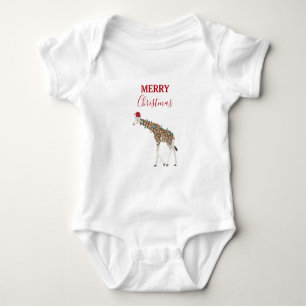 Kerst Giraffe Funny Animals met Santa Hat Romper